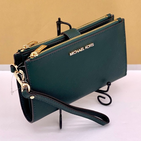 Michael Kors DoubleZip Wallet Wristlet Phone Case Racing Green - Picture 15 of 15